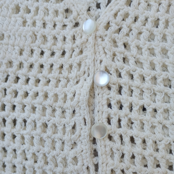 Size Small LEAP Vintage Knit Crochet Button Up Cardigan HOST PICK - Picture 4 of 15